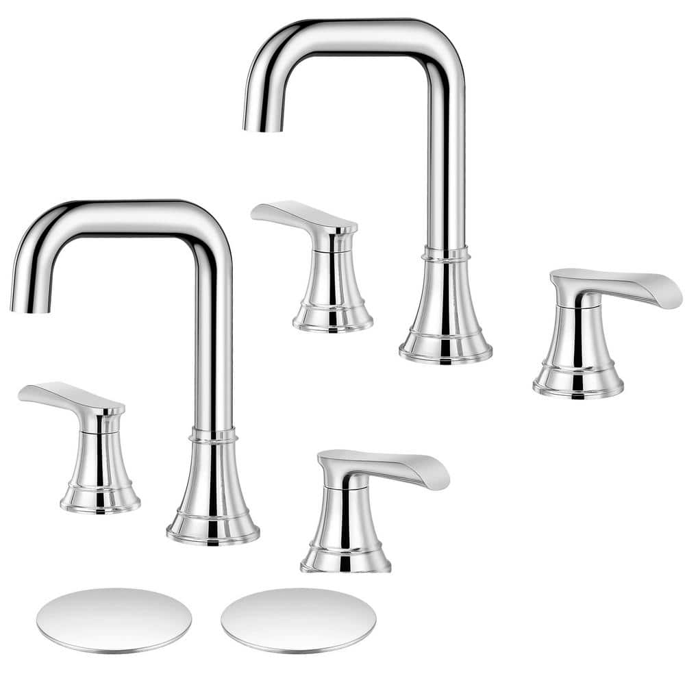 8 in. Widespread Double-Handle Bathroom Faucet with Pop-Up Drain in Polish 