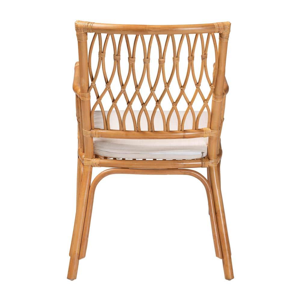 Handcrafted White Rattan Bohemian Accent Chair