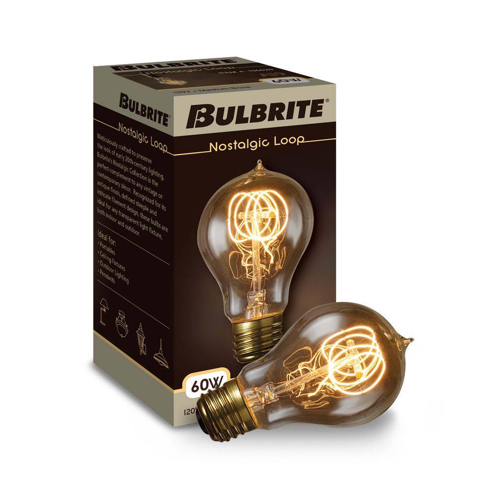 Amber 60W Antique Dimmable Incandescent Light Bulb Pack