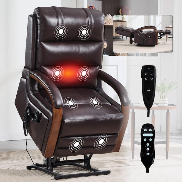 aisword Wine Red Ergonomic Dual Motor Genuine Leather Power Lift