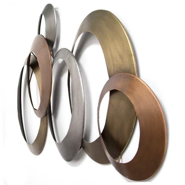 Details about  / Metallic Rings Circles Wall Art Sculpture Rustic Earth Tone Matte Finish Metal