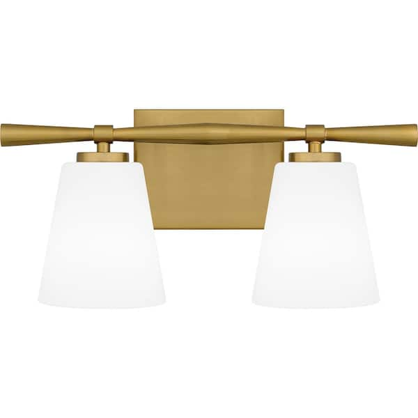 Quoizel Eloise 2-Light 15-Inch Aged newest Brass Bathroom Vanity Light