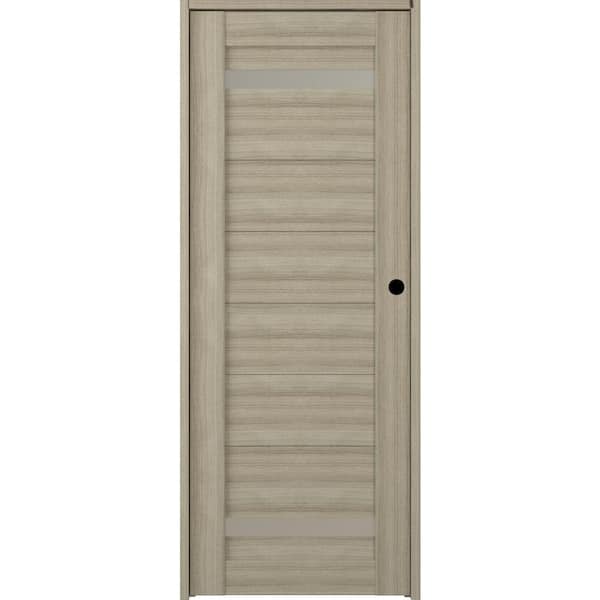 Belldinni Perla 36 in. x 83.25 in. Left-Hand Frosted Glass Shambor Solid Core Wood Composite Single Prehung Interior Door