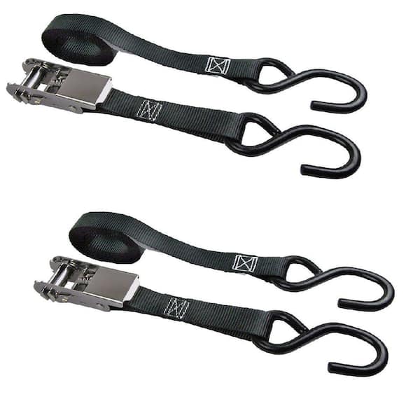 Keeper 1 in. x 8 ft. 500 lbs. Stainless Steel Ratchet Tie Down Strap (2 Pack)