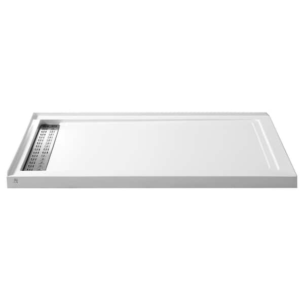 ANZZI Field Series 36 in. x 60 in. Double Threshold Shower Base in White