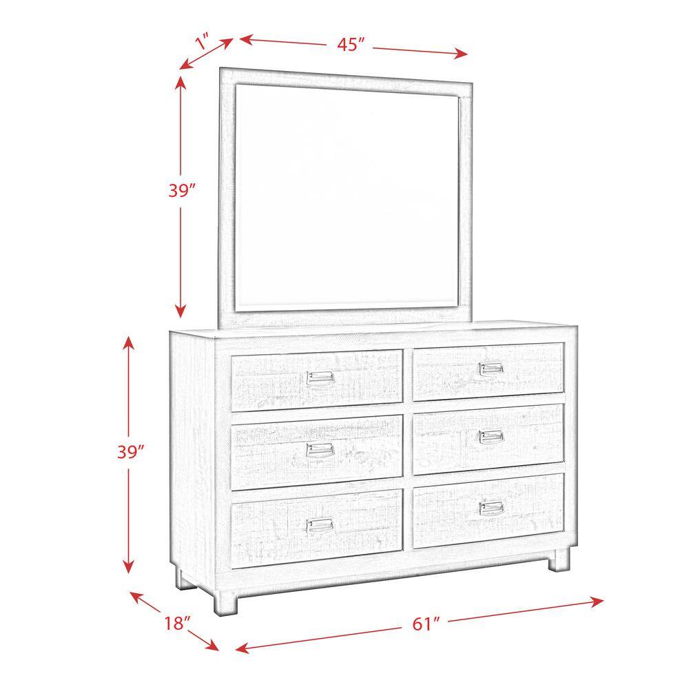 Farmhouse Brown 61" Double Dresser with Dark Chocolate Mirror