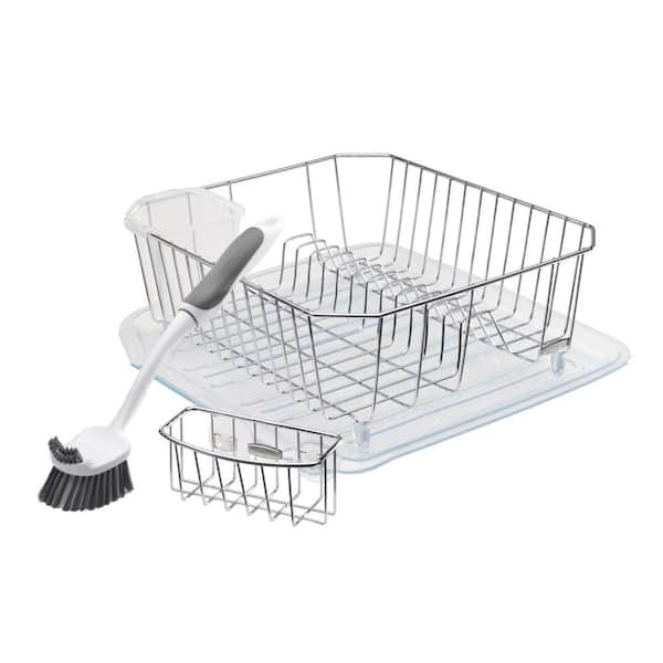 Rubbermaid Sink Set with Dish Drying Rack, Drainboard, Sponge Caddy, and  Brush, Red, 4-Pieces