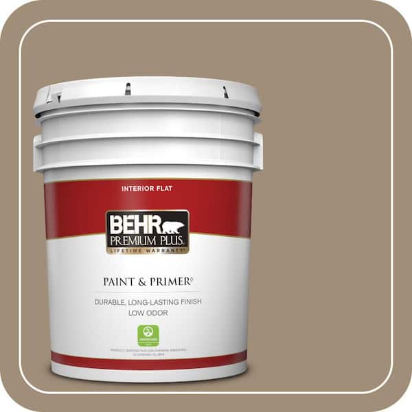 BEHR PREMIUM PLUS 5 gal. #ECC-17-1 Cottage Walk Flat Low Odor Interior Paint & Primer