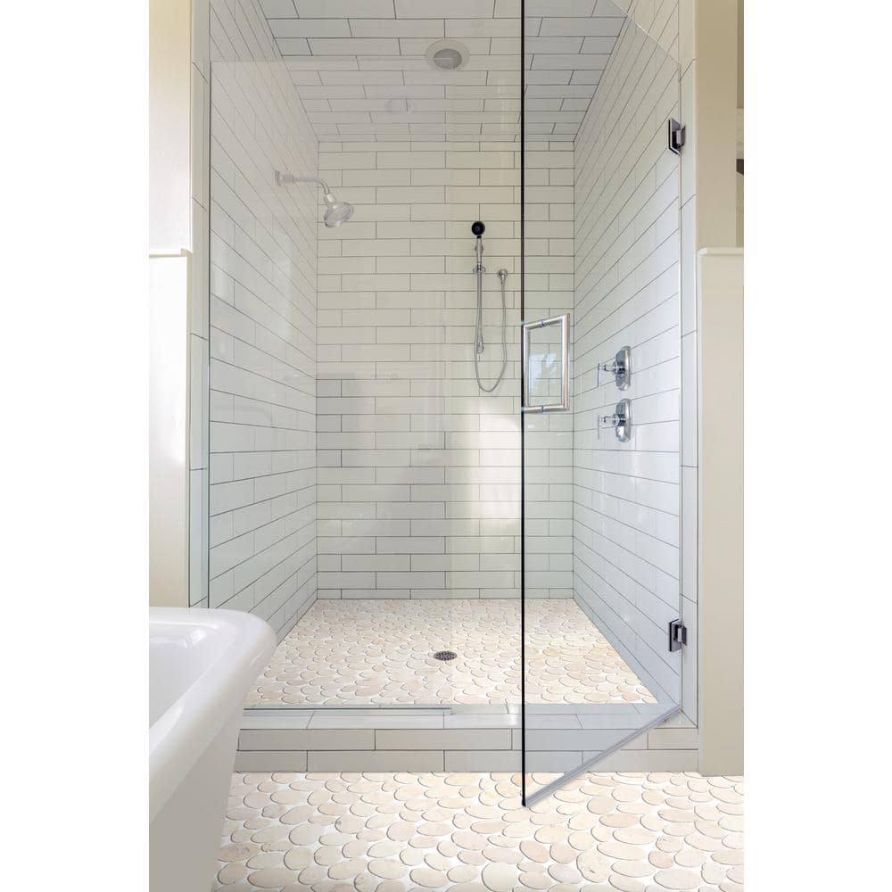 White Tumbled Marble Pebble Mosaic Tile for Floors and Walls