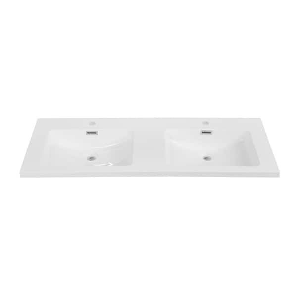Streamline 47.2 in. W x 18.5 in. D Solid Surface Resin Vanity Top in White