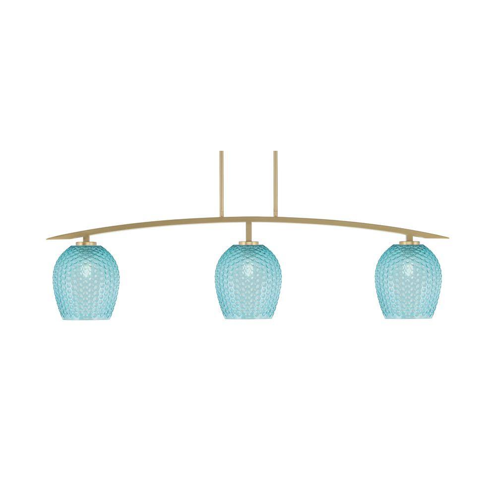 Siena 3-Light New Age Brass Billiard Light with 7.5 in. Turquoise Textured 