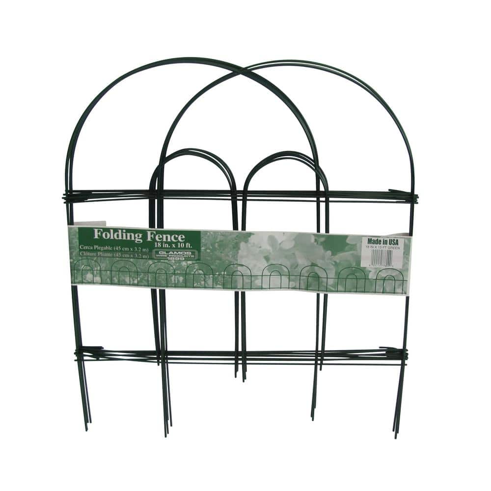 Glamos Wire 18 In Folding Fence Green, Folding Garden Fence Panels