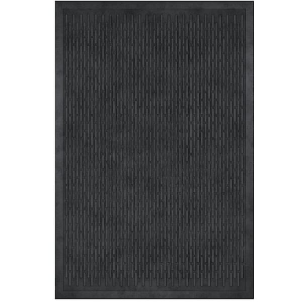 Easy clean, Waterproof Non-Slip 2x3 Indoor/Outdoor Rubber Doormat, 24 in. x 36 in., Black Ribbed