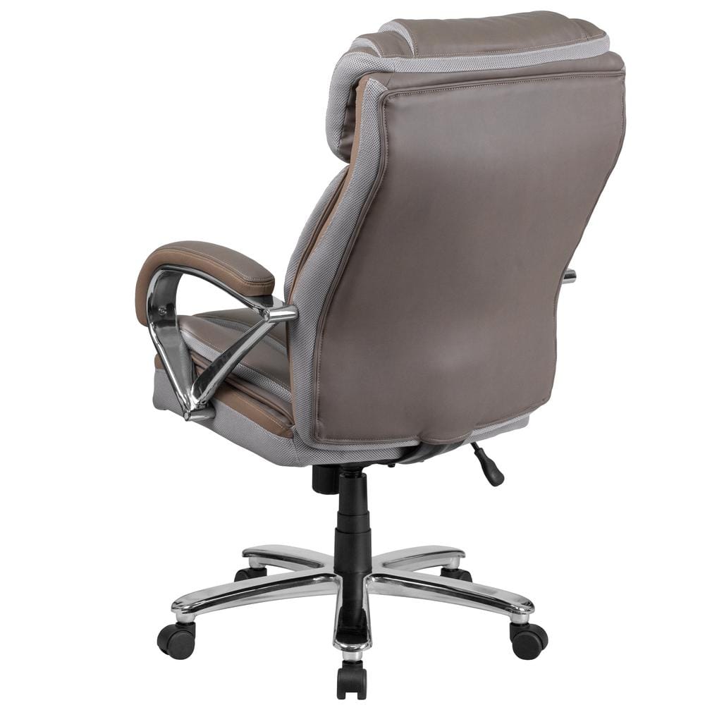 Taupe LeatherSoft Executive High-Back Swivel Chair with Metal Base