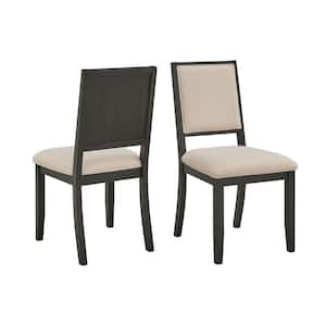 Black Oak Wood Finish Cream Boucle Fabric Dining Chair (Set of 2)