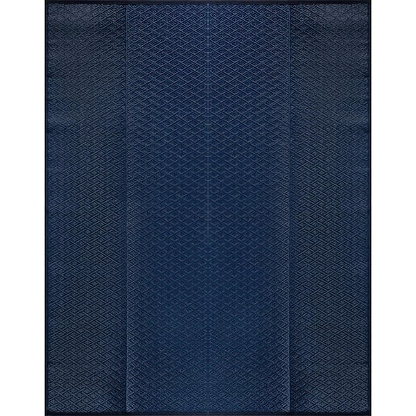 Jewel Navy 8 ft. x 10 ft. Diamond Geometric Washable Trellis Reversible Indoor Outdoor Area Rug