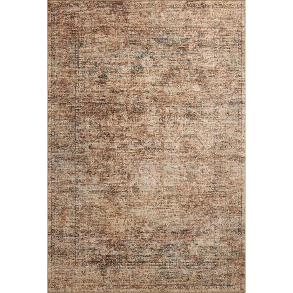 Anniston Clay and Charcoal Washable Synthetic Area Rug