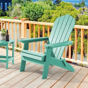 Folding Plastic Adirondack Chair Patio Outdoors Weather-Resistant Fire Pit Chair in Apple Green