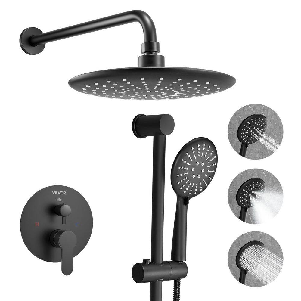 Shower Faucet Set, Rainfall Bathroom Shower System with 9-In. Round Rain Shower Head and Handheld Spray, Matte Black price history on PriceWatchPro