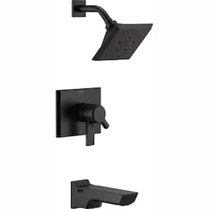Pivotal 1-Handle Wall-Mount Tub and Shower Trim Kit with H2Okinetic Technology in Matte Black (Valve Not Included)
