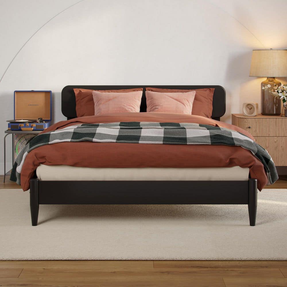 Florence Light Toffee Natural Bronze Solid Wood Frame King Low Profile Platform Bed - thumbnail 5