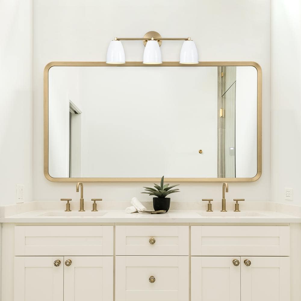 Bilba Brushed Gold 3-Light Vanity with Metal Shades
