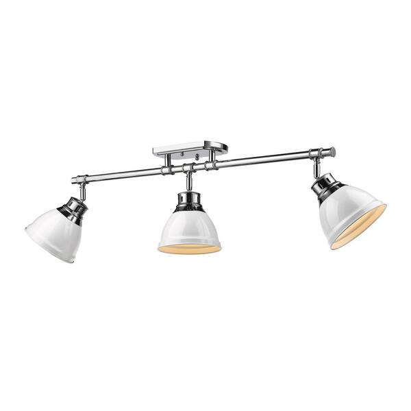 Golden Lighting - Duncan 3-Light Chrome Semi-Flush Mount with White Shade