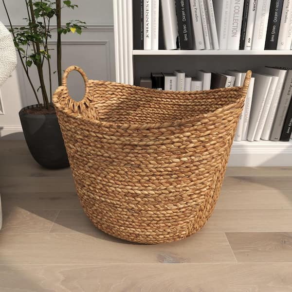 SULLIVANS 12.5 and 9 Brown Woven Fabric Wall Storage Basket (Set of 2)  N2769 - The Home Depot