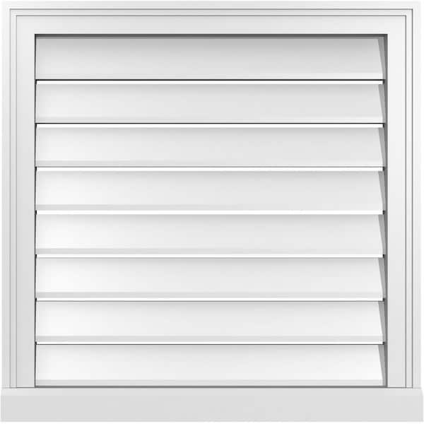 Ekena Millwork 26" x 26" Vertical Surface Mount PVC Gable Vent: Functional with Brickmould Sill Frame