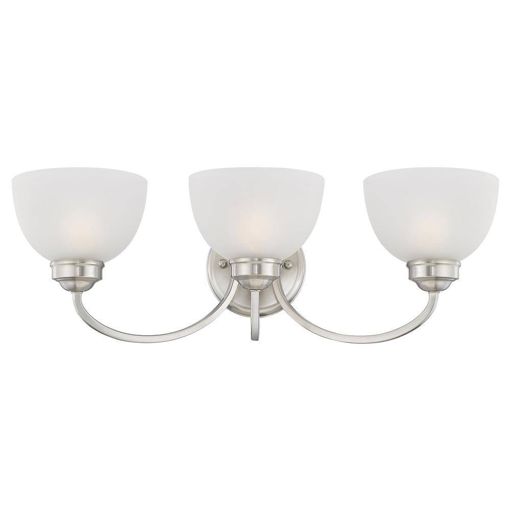Somerset Brushed Nickel 3-Light Vanity with Satin Glass