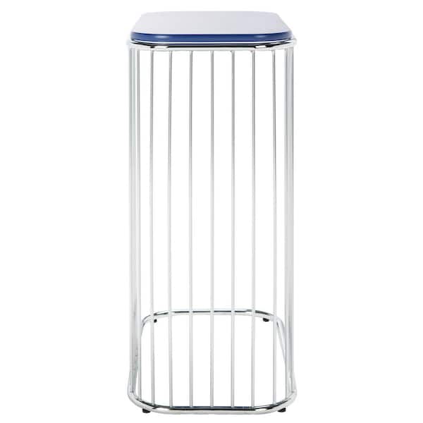 SAFAVIEH Stafford 21 in. Blue/Silver Square Metal End Table
