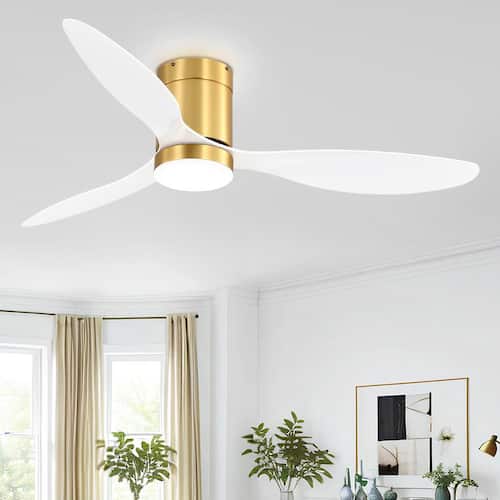 Barnn 52 in. Indoor Integrated LED Matte White Ceiling Fan with Remote and Light Included Sky Hog Ceiling Fans With Lights
