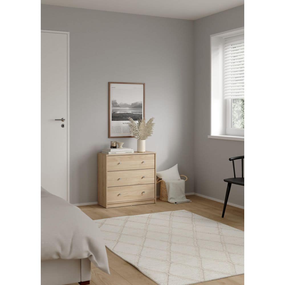 Tvilum Portland Hickory 3-Drawer 28.5 in. Wide Chest of-Drawers