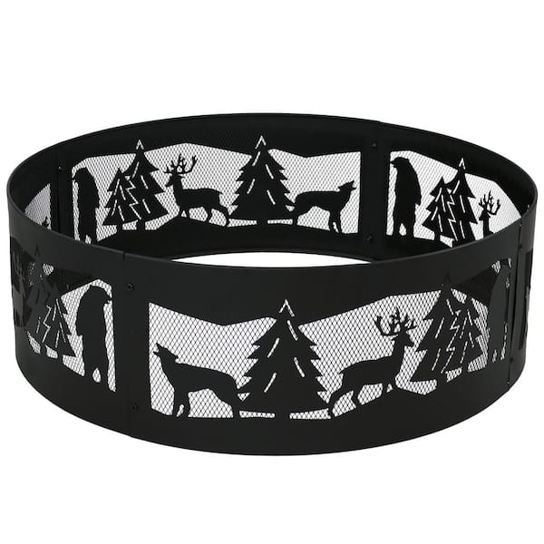 Sunnydaze Decor 36 in. (91.4 cm) Forest Wilderness Steel Fire Pit Ring FSN700 The Home Depot
