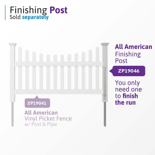 Zippity Outdoor Products 3.5 ft. H x 6 ft. W Permanent All American Vinyl Picket Fence Panel Kit with No-Dig Anchor and Cap