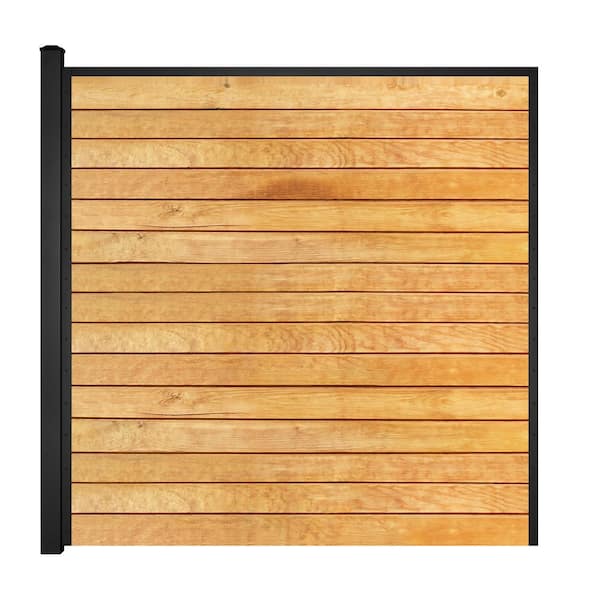 Slipfence 7 ft. x 6 ft. Horizontal Aluminum Fence Panel Including One 10 ft. Post, Ready to Add 15-pieces. of 5/4 in. Deck Boards