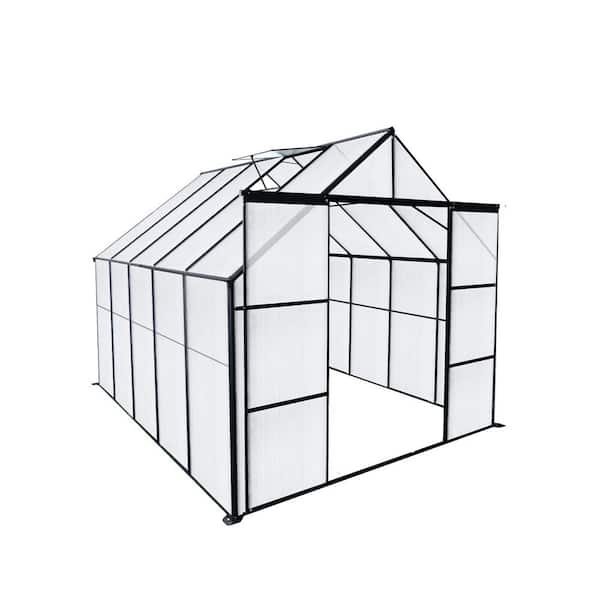 Tenleaf 94.5 in. W x 121.25 in. D x 89.5 in. H Black Outdoor Patio Walk-in Greenhouse
