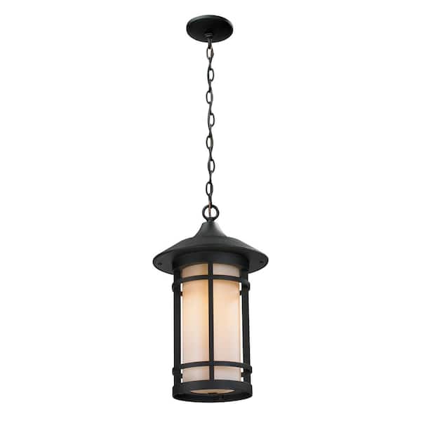 Unbranded Woodland 17.12 in. 1-Light Black Outdoor Hardwired Weather Resistant Pendant Light with No Bulbs Included