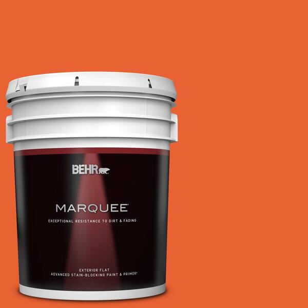 BEHR MARQUEE 5 gal. #210B-7 Flame Flat Exterior Paint & Primer