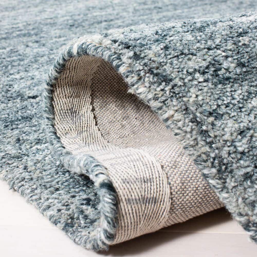 Handmade Blue and Gold Wool Tufted Rectangular Rug, 3' x 5'