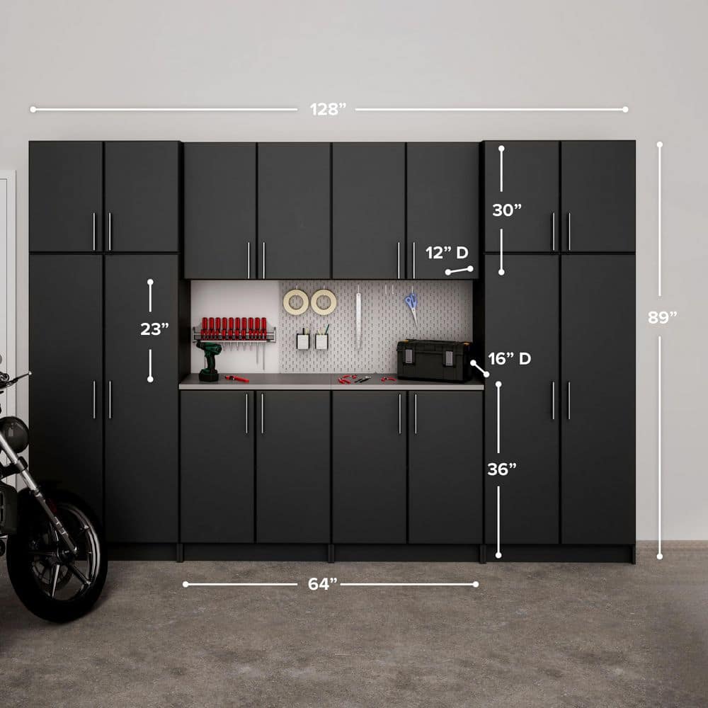 Black Freestanding 8-Piece Storage System with Adjustable Shelving