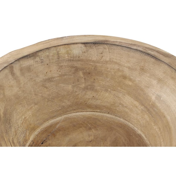 White Wood Bowl With Tribal Design, Decorative Wooden Bowl