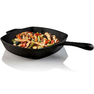 CUISINEL Versatile Pre Seasoned 10.5 in. Cast Iron Square Grill Pan with  Glass Lid C10-SG-G - The Home Depot