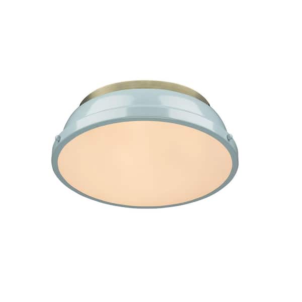Golden Lighting - Duncan AB 2-Light Aged Brass Flush Mount Light