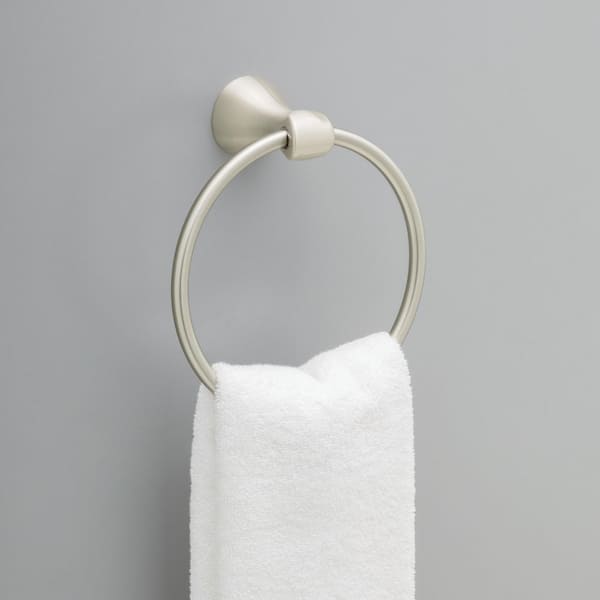 Foundations Wall Mounted Round Closed Towel Ring Bath Hardware Accessory in SpotShield Brushed Nickel