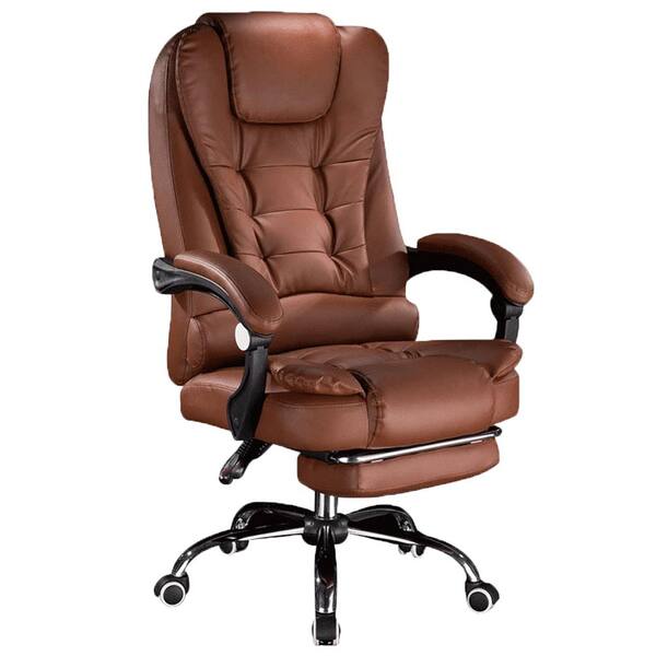 FUFU&GAGA 48.4 in. Ruby Red Height Adjustable Executive Chair with Footrest, Kneading Massage and Vibration Massage