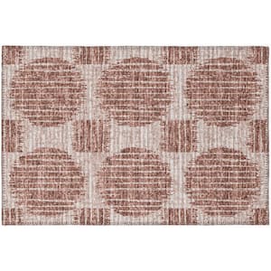 Yuma Brown 1 ft. 8 in. x 2 ft. 6 in. Geometric Indoor/Outdoor Washable Area Rug