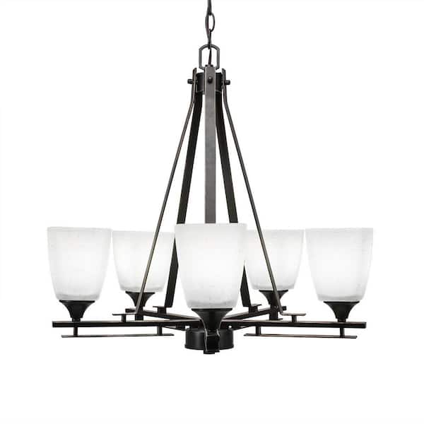 Unbranded Ontario 5 -Light Dark Granite Cluster Chandelier for Dinning Table with 4.5 in. White Muslin Glass no Bulbs Included