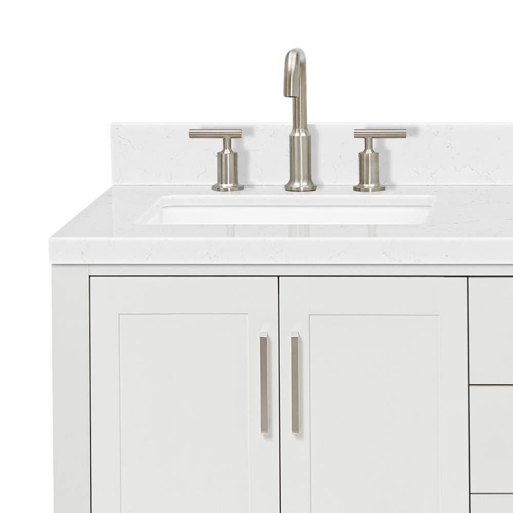 Magnolia 60" White Double Sink Freestanding Vanity with Quartz Top
