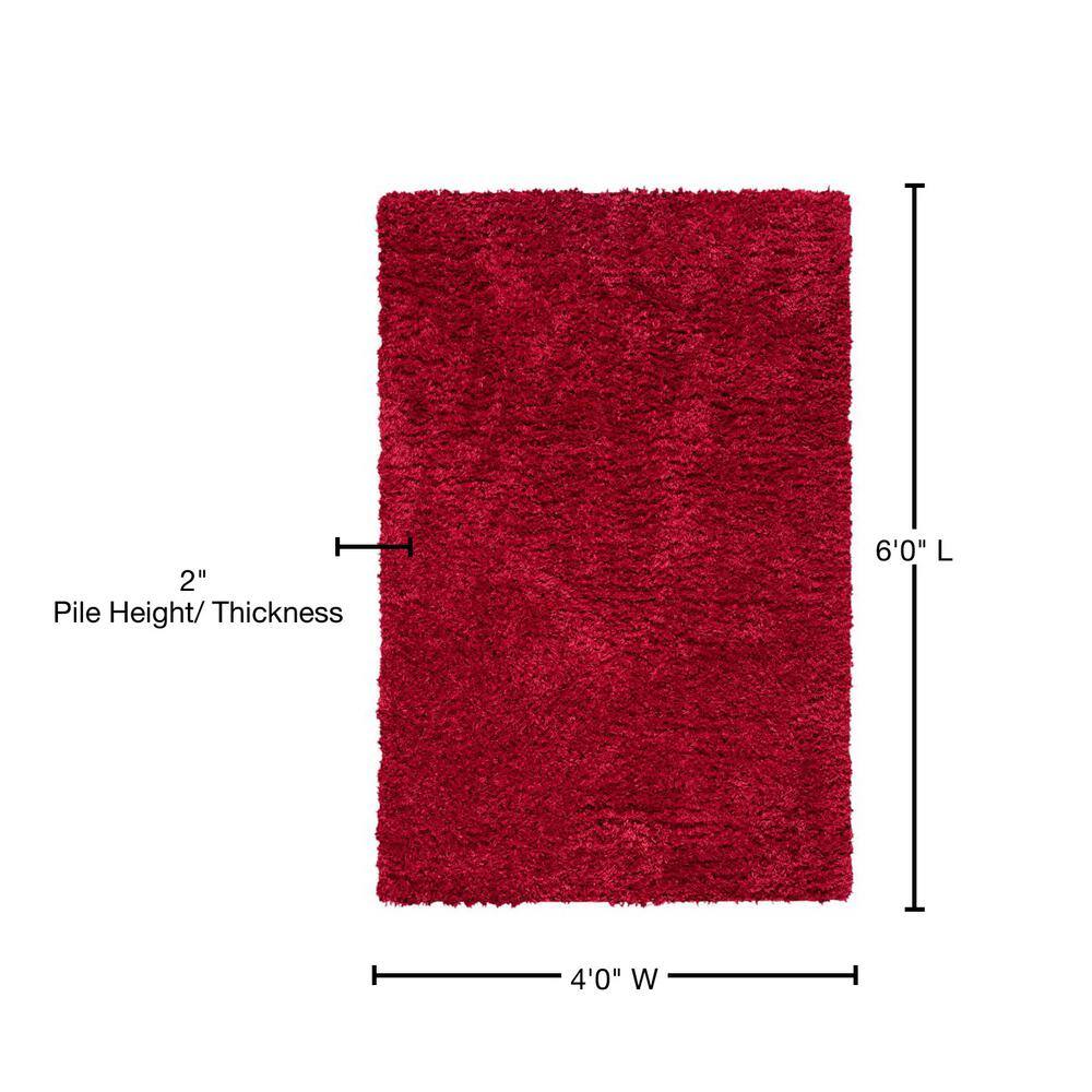 Madrid Red Shag 4' x 6' Synthetic Area Rug